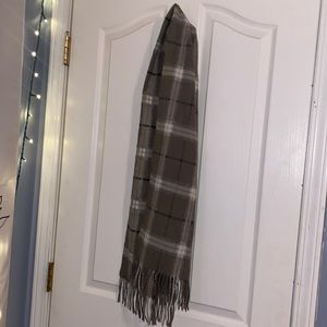 Long Neutral Plaid Scarf